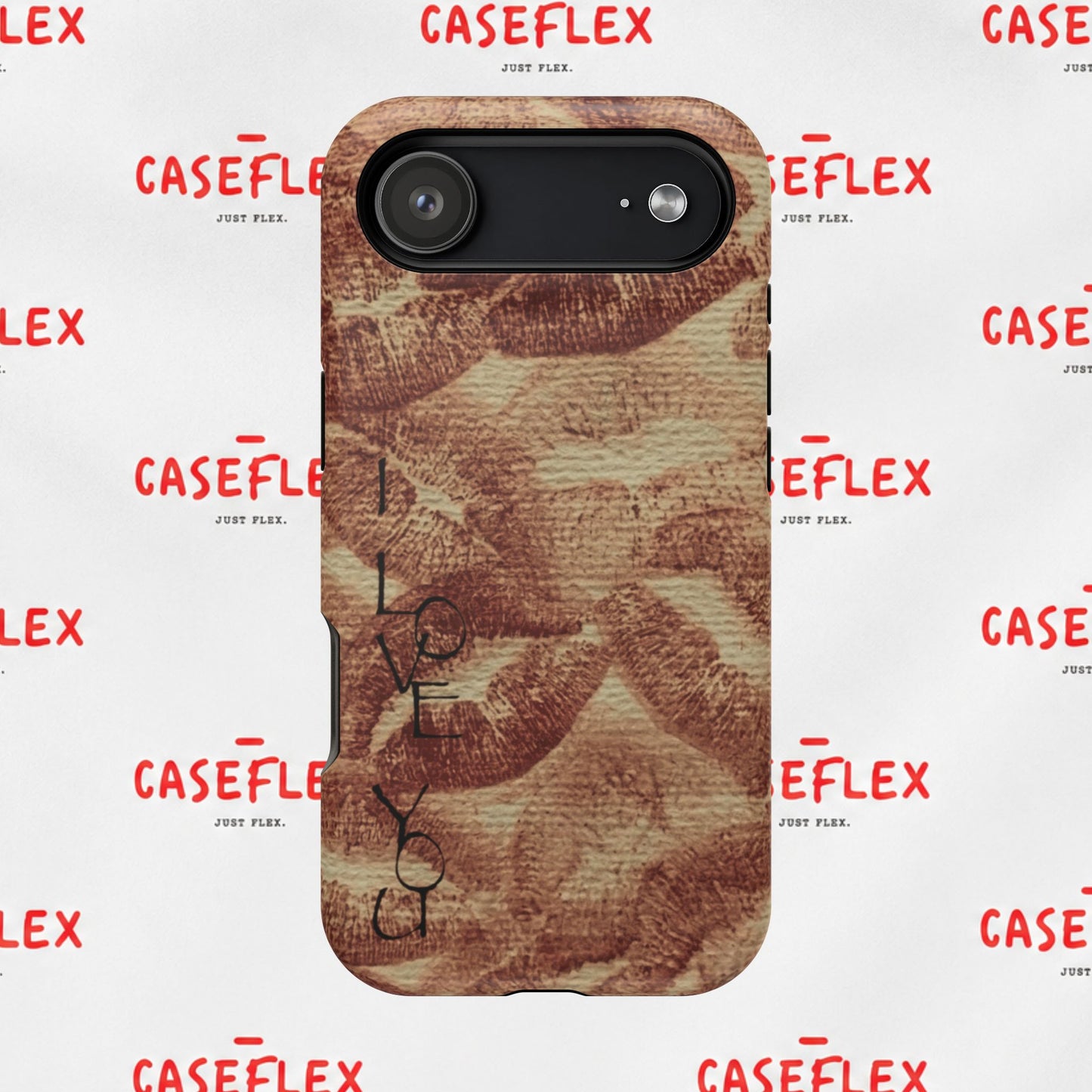 Kiss Print Impact-Resistant Phone Case — 'Love You' Vintage Lip Pattern