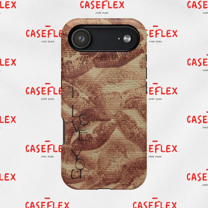 Kiss Print Impact-Resistant Phone Case — 'Love You' Vintage Lip Pattern