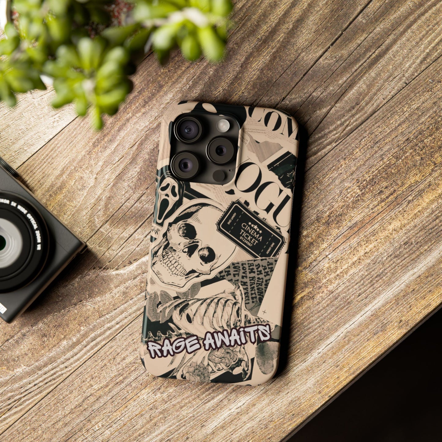 Rage Awaits Skull Collage Slim Phone Case — Magnetic Impact Protection
