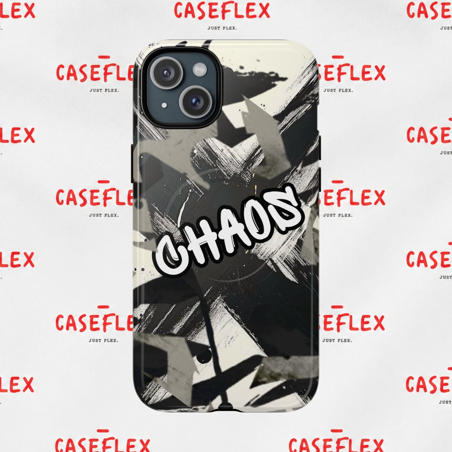 Black & White 'CHAOS' Graphic Tough Magnetic Case