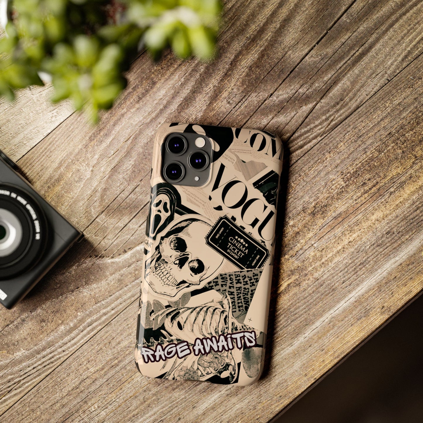 Rage Awaits Skull Collage Slim Phone Case — Magnetic Impact Protection