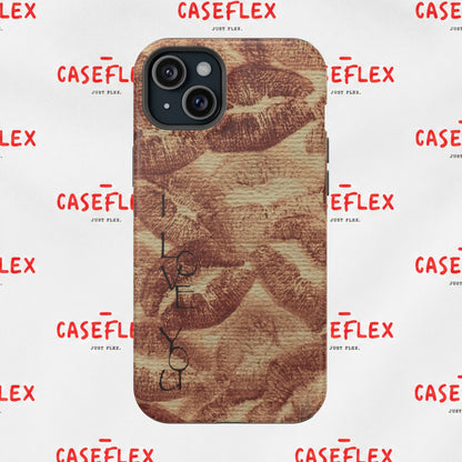 Kiss Print Impact-Resistant Phone Case — 'Love You' Vintage Lip Pattern