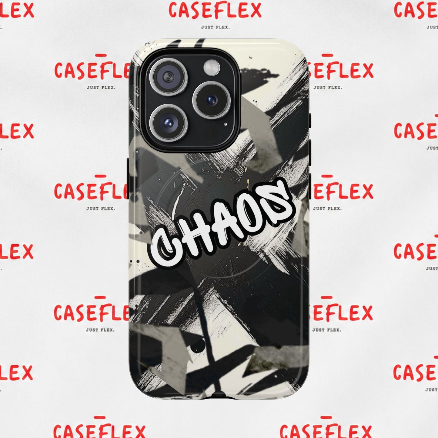 Black & White 'CHAOS' Graphic Tough Magnetic Case