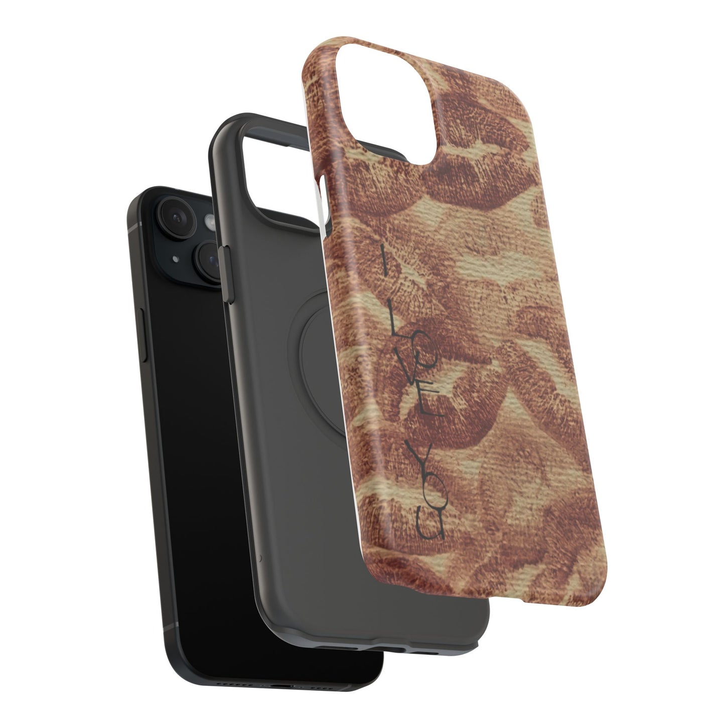 Kiss Print Impact-Resistant Phone Case — 'Love You' Vintage Lip Pattern