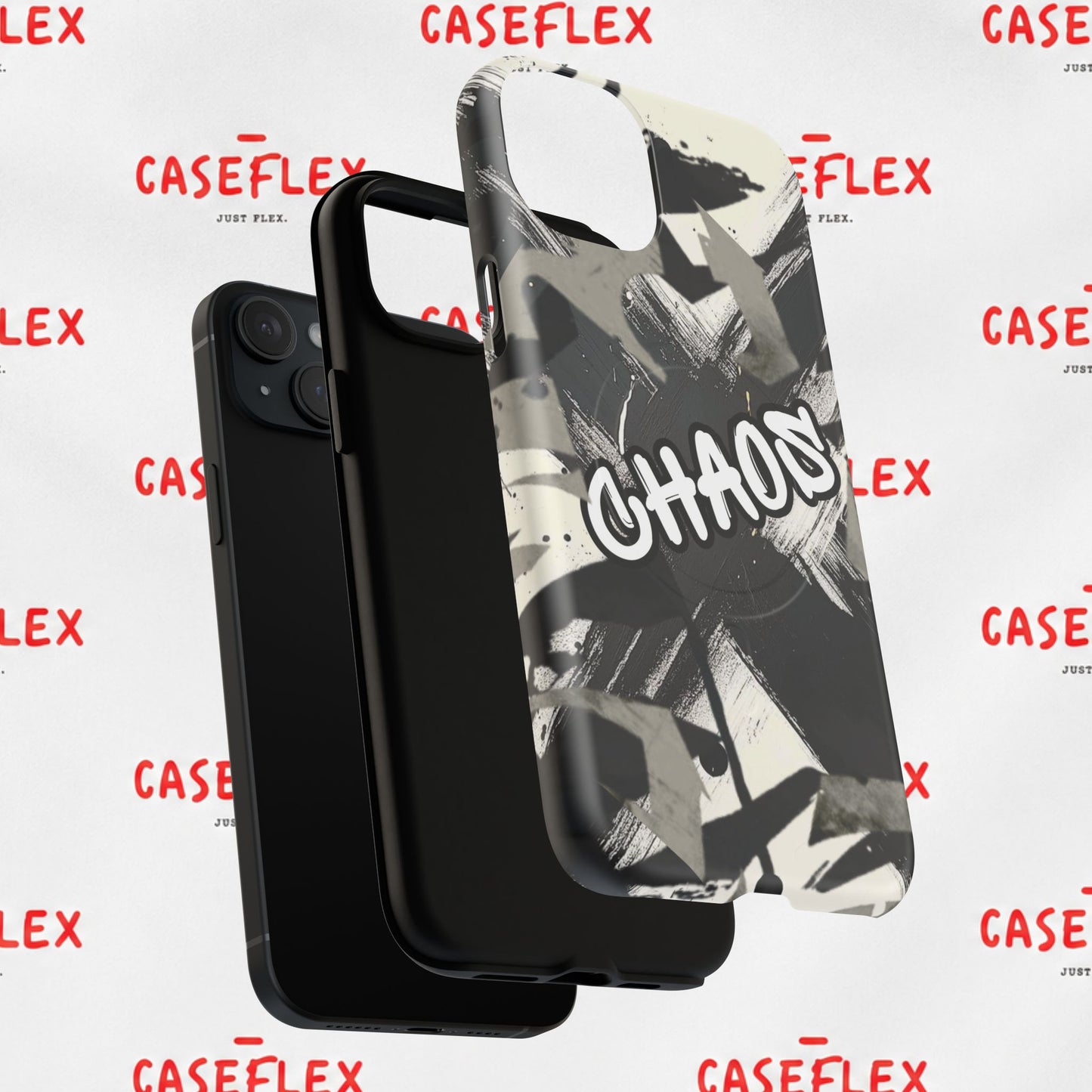Black & White 'CHAOS' Graphic Tough Magnetic Case