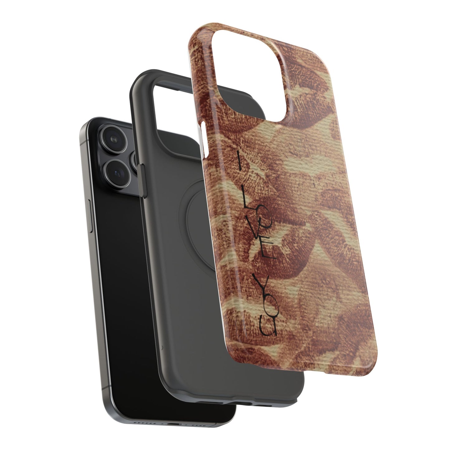 Kiss Print Impact-Resistant Phone Case — 'Love You' Vintage Lip Pattern