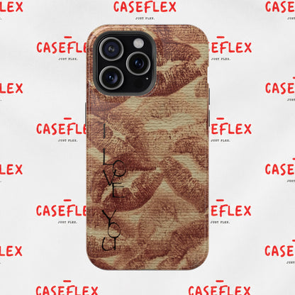 Kiss Print Impact-Resistant Phone Case — 'Love You' Vintage Lip Pattern