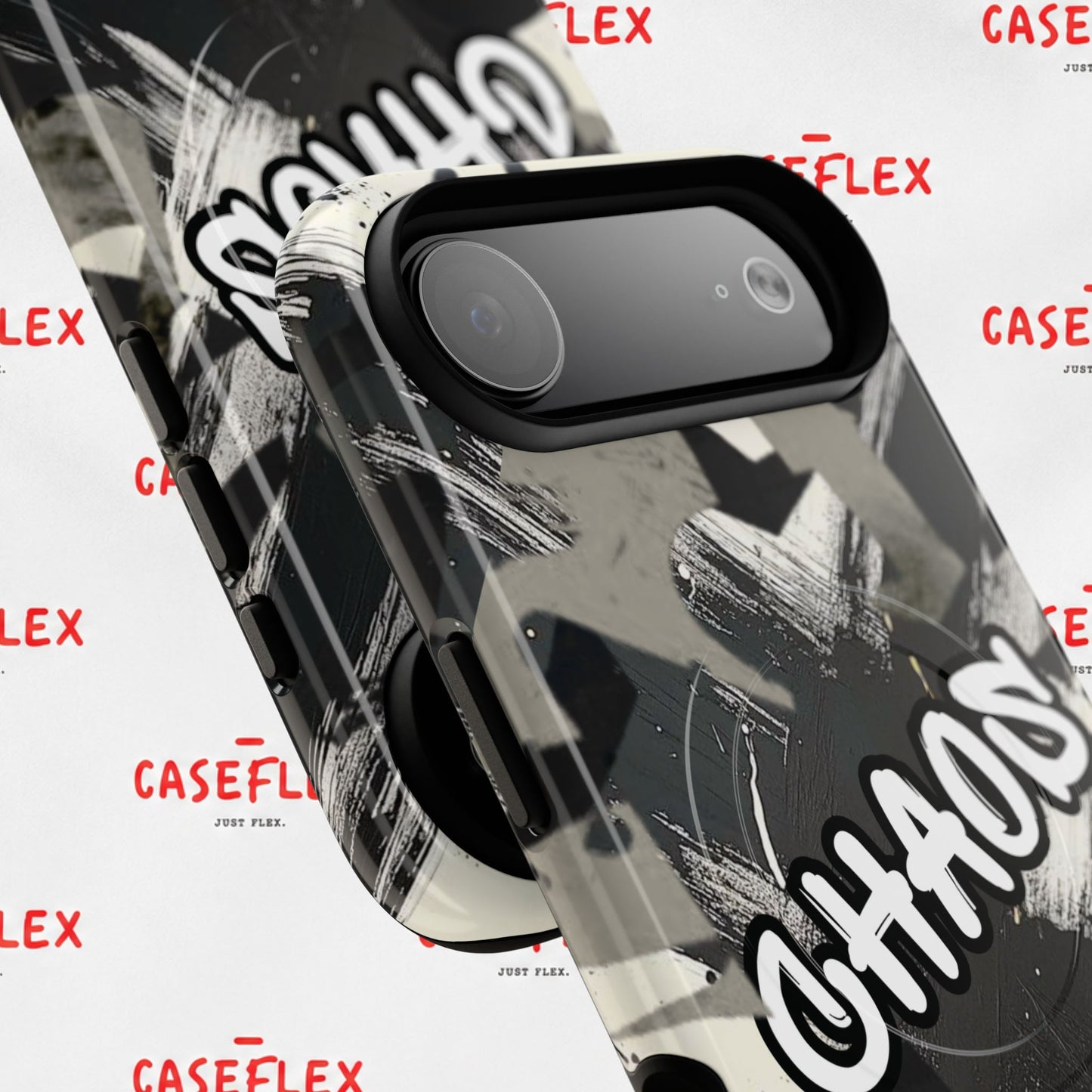 Black & White 'CHAOS' Graphic Tough Magnetic Case