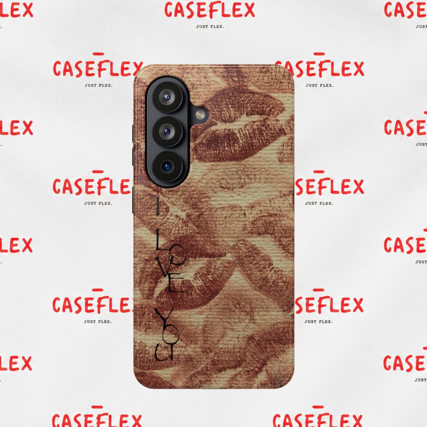 Kiss Print Impact-Resistant Phone Case — 'Love You' Vintage Lip Pattern