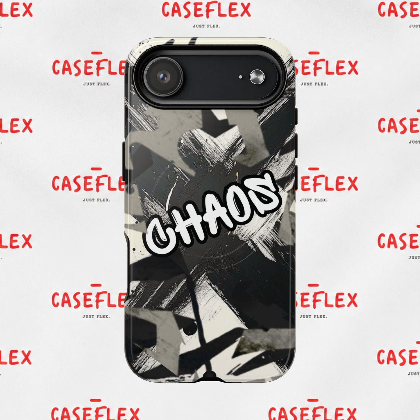 Black & White 'CHAOS' Graphic Tough Magnetic Case