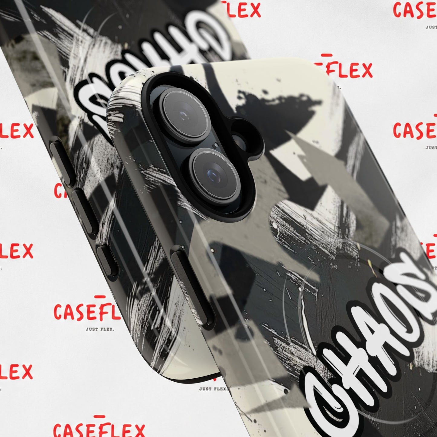 Black & White 'CHAOS' Graphic Tough Magnetic Case
