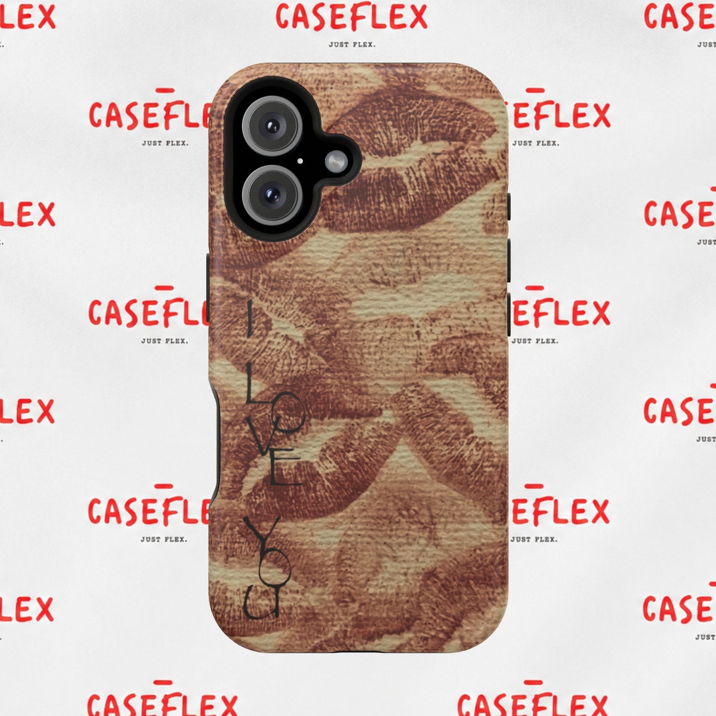 Kiss Print Impact-Resistant Phone Case — 'Love You' Vintage Lip Pattern