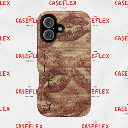 Kiss Print Impact-Resistant Phone Case — 'Love You' Vintage Lip Pattern