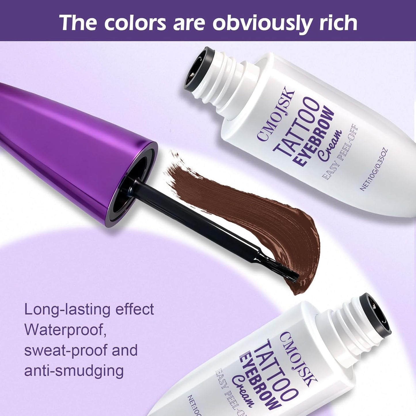 Tattoo Eyebrow Gel Easy Peel Off,Semi Permanent Eyebrow Gel,Eyebrows Tattooed Waterproof,Sweatproof,Eyebrow Stain,Natural-Looking, Long-Lasting,Black
