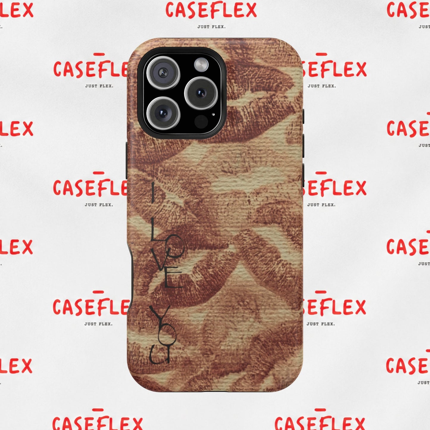 Kiss Print Impact-Resistant Phone Case — 'Love You' Vintage Lip Pattern