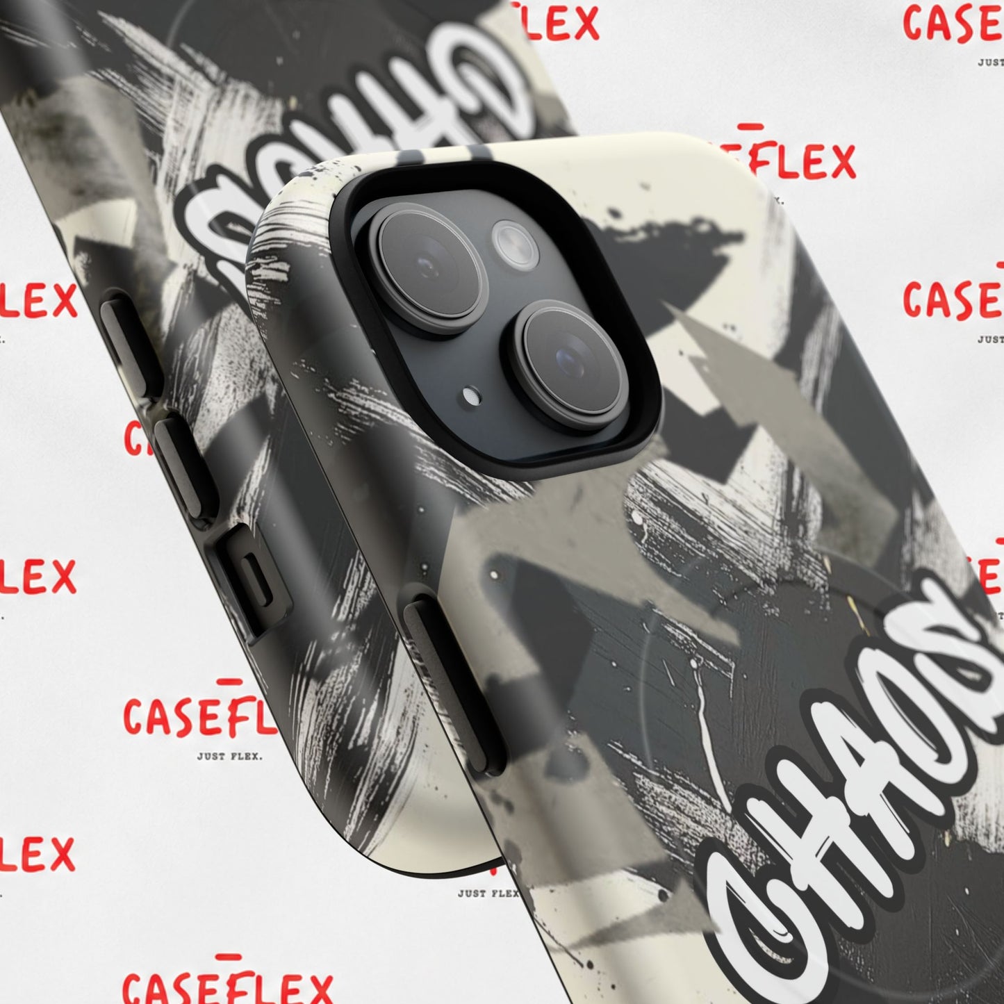 Black & White 'CHAOS' Graphic Tough Magnetic Case