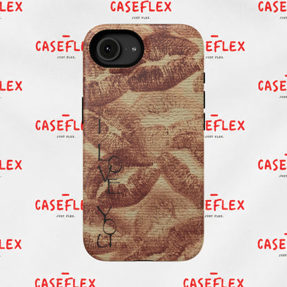 Kiss Print Impact-Resistant Phone Case — 'Love You' Vintage Lip Pattern