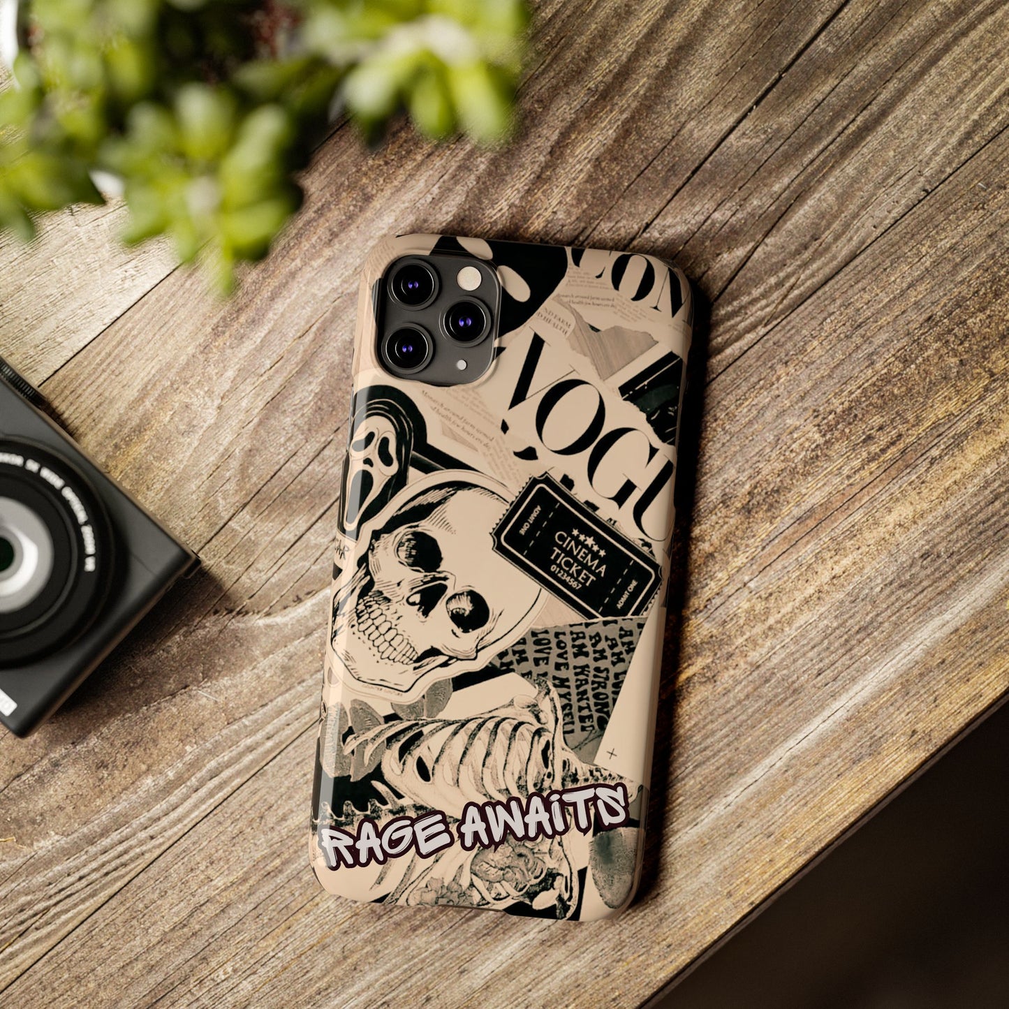 Rage Awaits Skull Collage Slim Phone Case — Magnetic Impact Protection