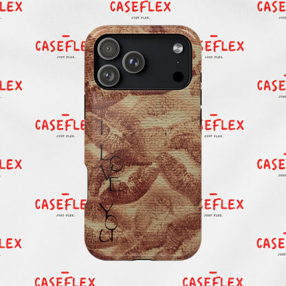 Kiss Print Impact-Resistant Phone Case — 'Love You' Vintage Lip Pattern