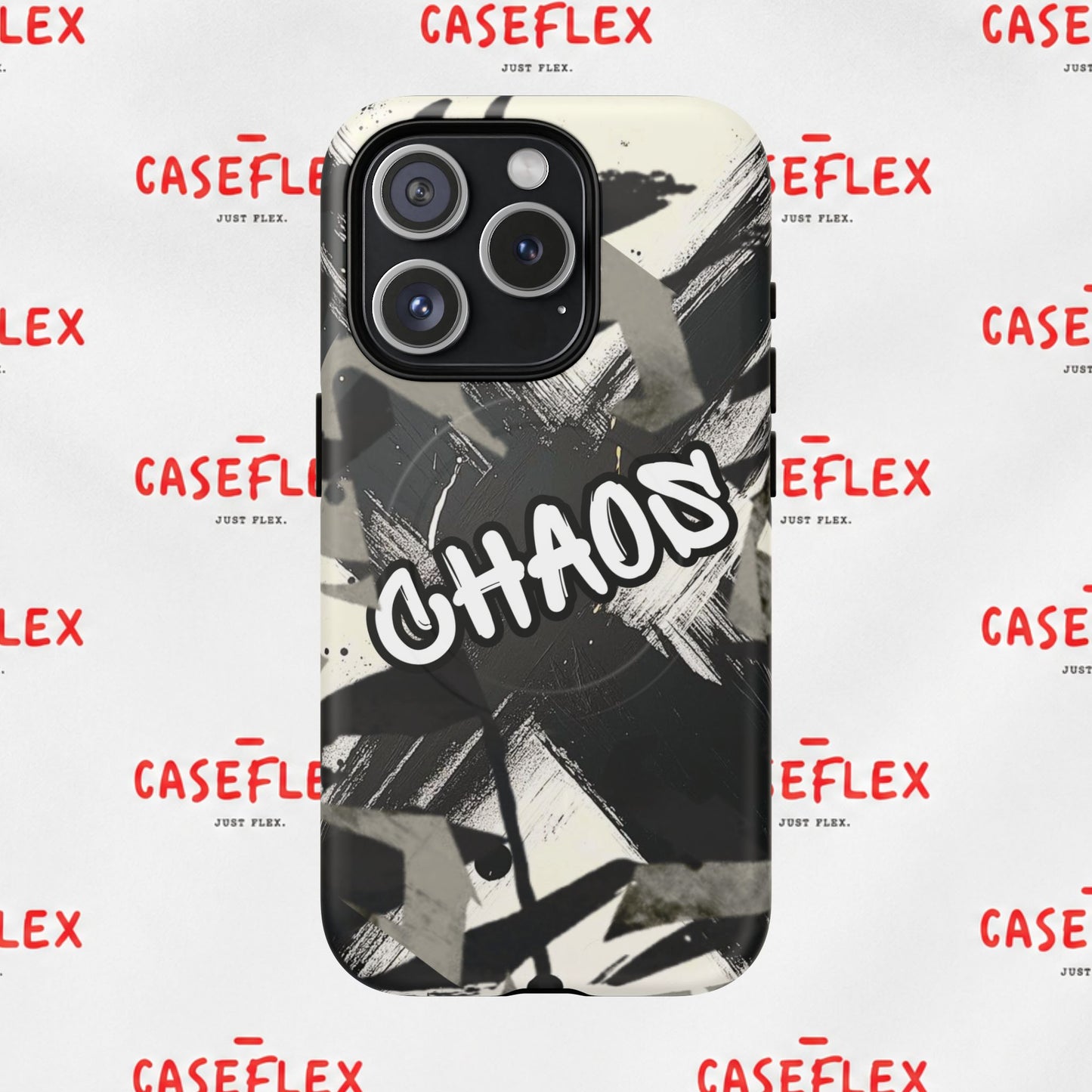 Black & White 'CHAOS' Graphic Tough Magnetic Case