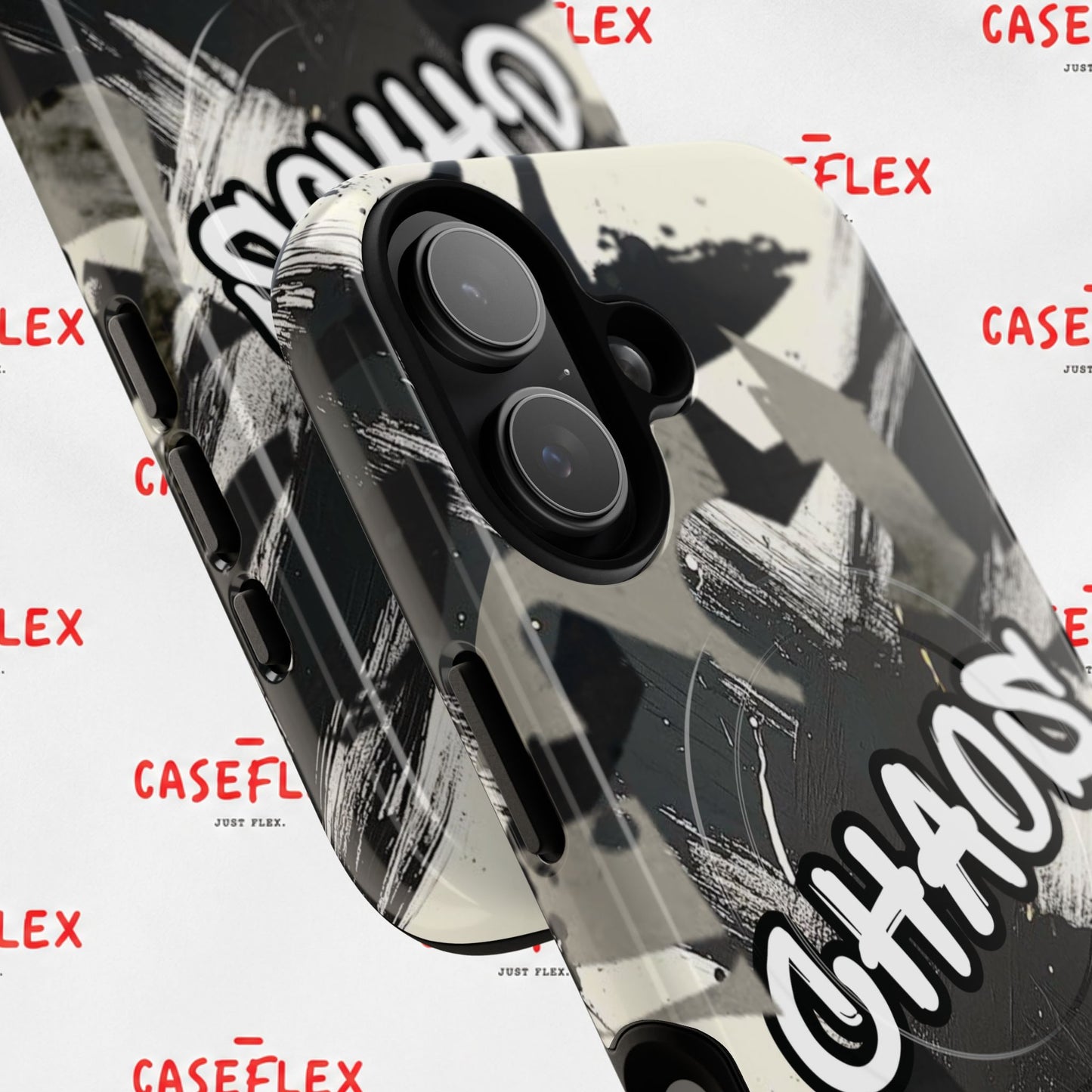 Black & White 'CHAOS' Graphic Tough Magnetic Case