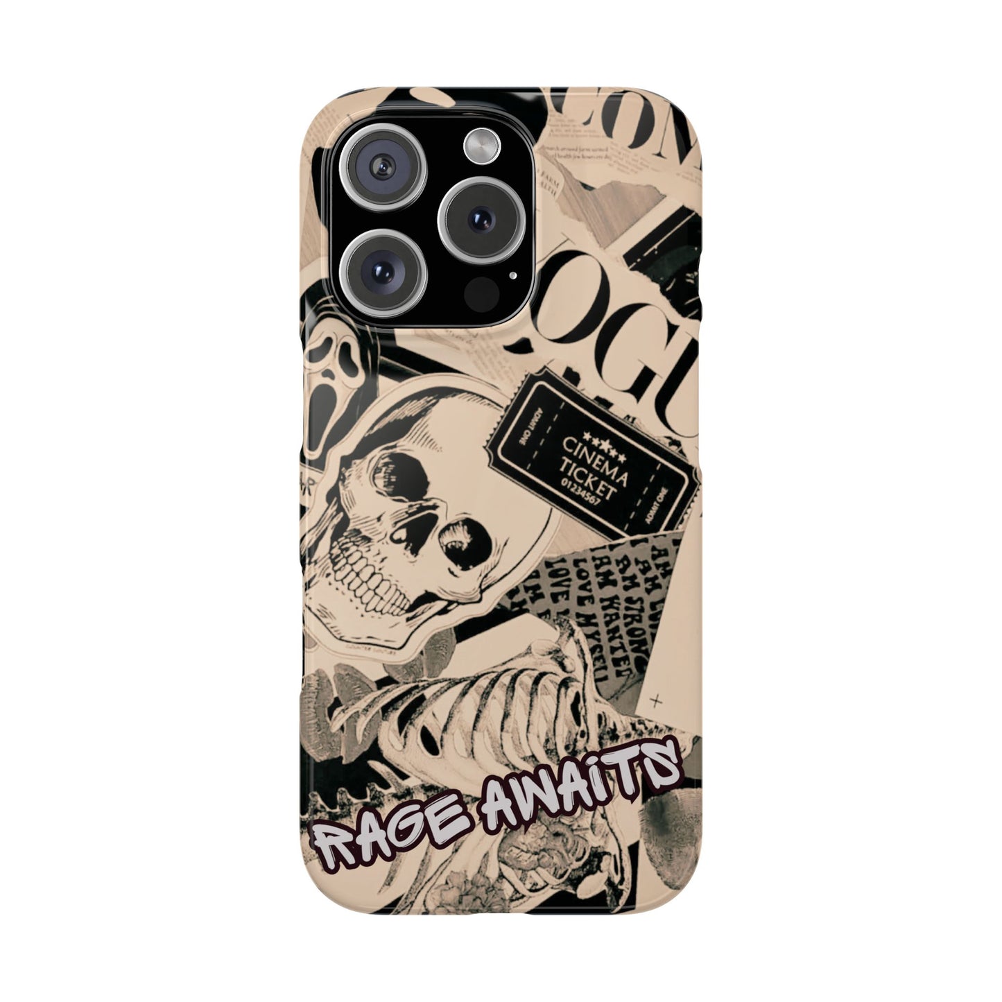 Rage Awaits Skull Collage Slim Phone Case — Magnetic Impact Protection