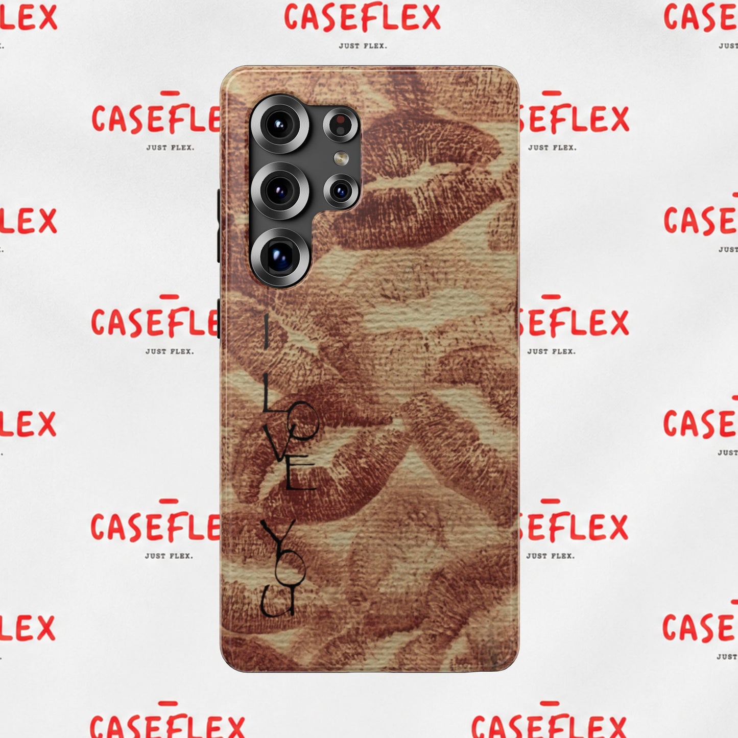 Kiss Print Impact-Resistant Phone Case — 'Love You' Vintage Lip Pattern