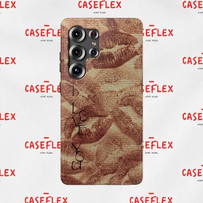 Kiss Print Impact-Resistant Phone Case — 'Love You' Vintage Lip Pattern