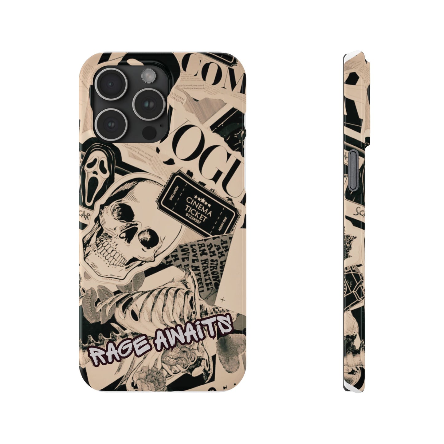 Rage Awaits Skull Collage Slim Phone Case — Magnetic Impact Protection