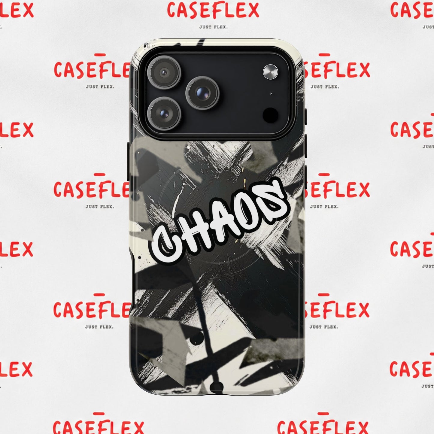 Black & White 'CHAOS' Graphic Tough Magnetic Case