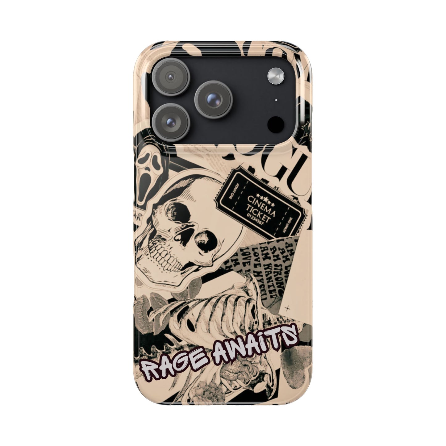 Rage Awaits Skull Collage Slim Phone Case — Magnetic Impact Protection