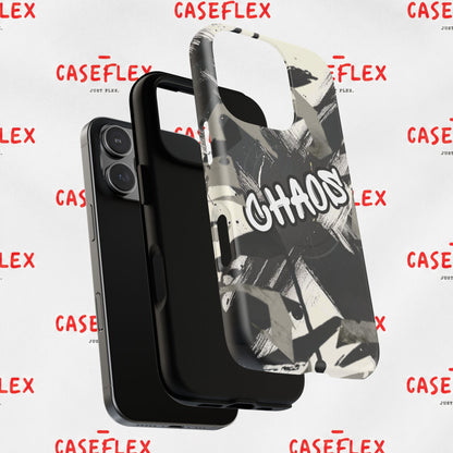 Black & White 'CHAOS' Graphic Tough Magnetic Case