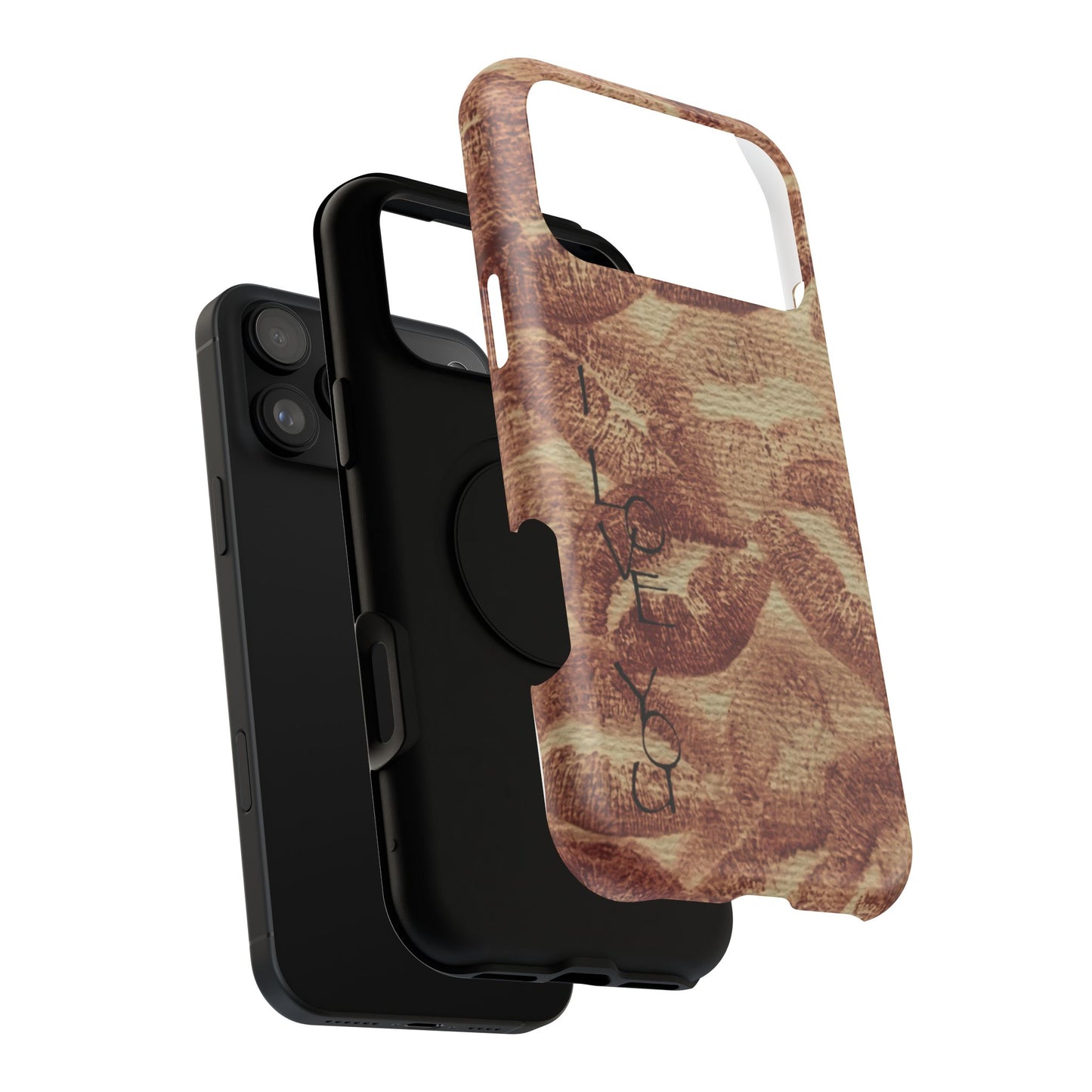 Kiss Print Impact-Resistant Phone Case — 'Love You' Vintage Lip Pattern
