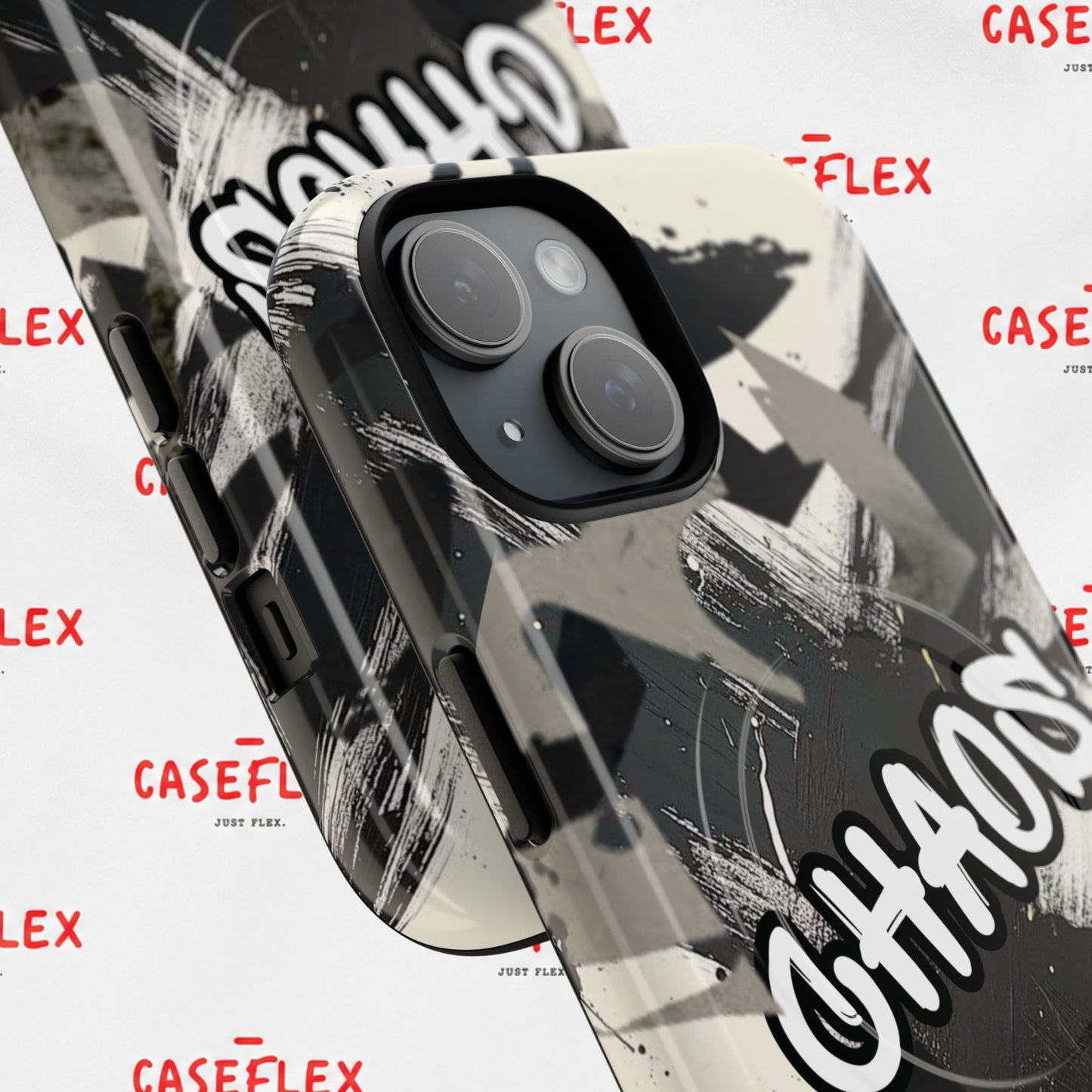 Black & White 'CHAOS' Graphic Tough Magnetic Case