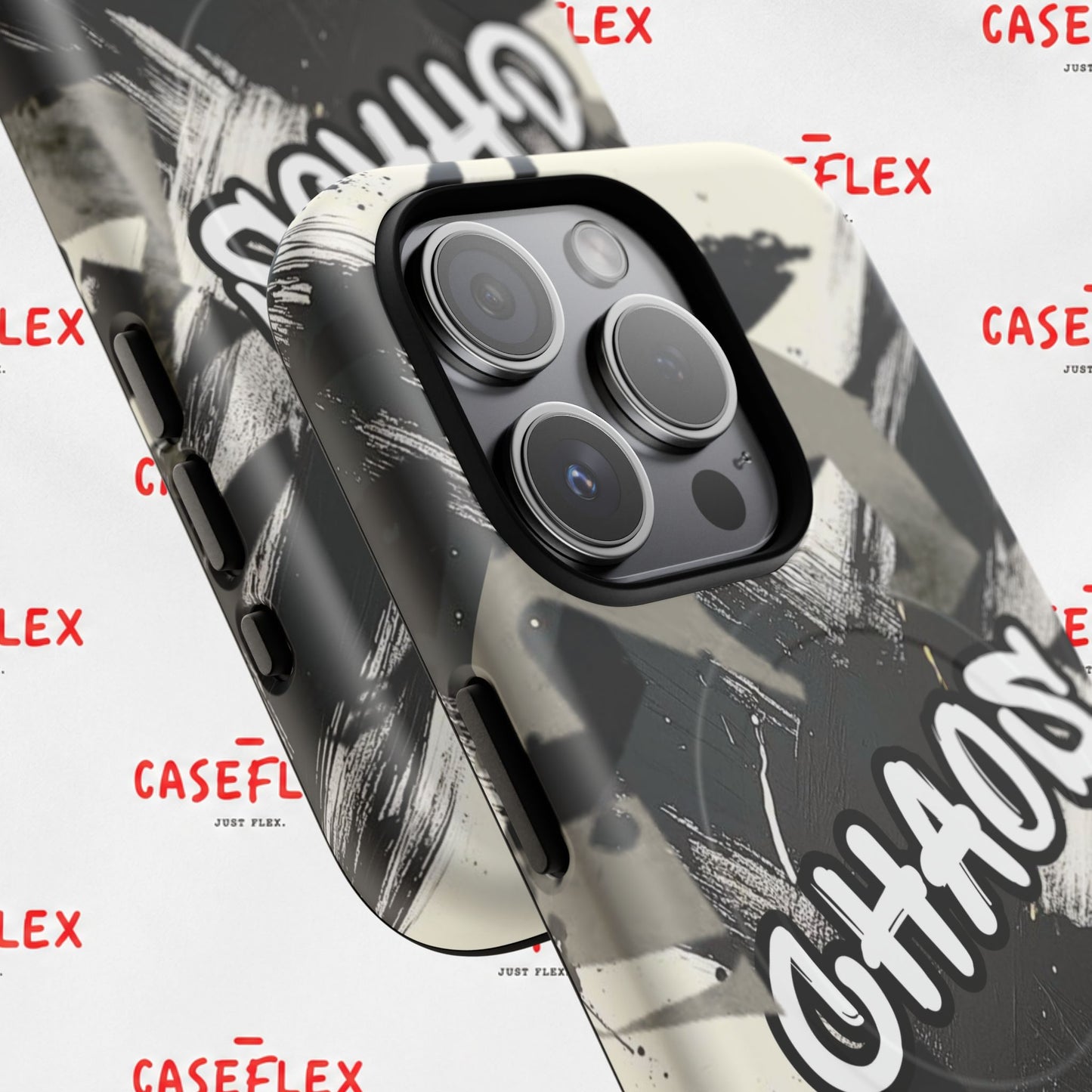 Black & White 'CHAOS' Graphic Tough Magnetic Case