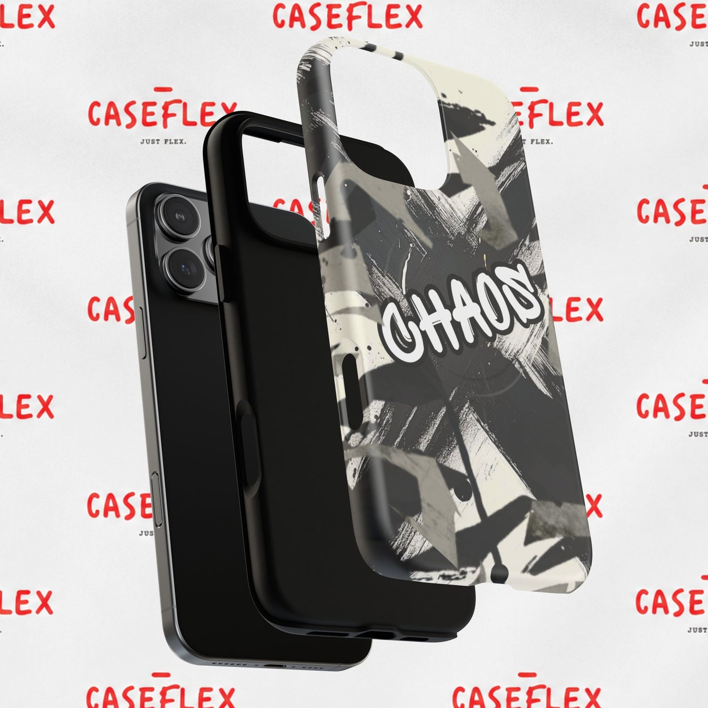 Black & White 'CHAOS' Graphic Tough Magnetic Case