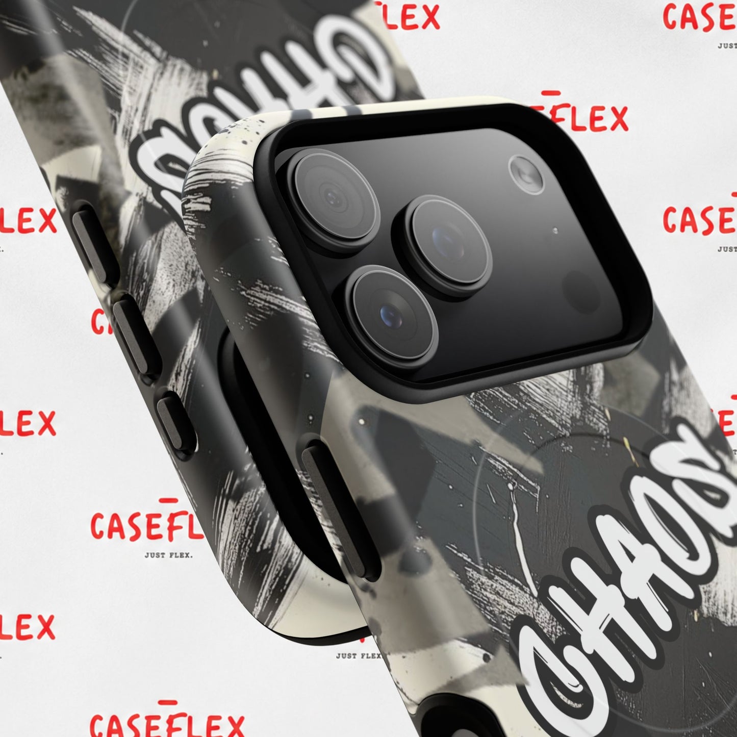 Black & White 'CHAOS' Graphic Tough Magnetic Case