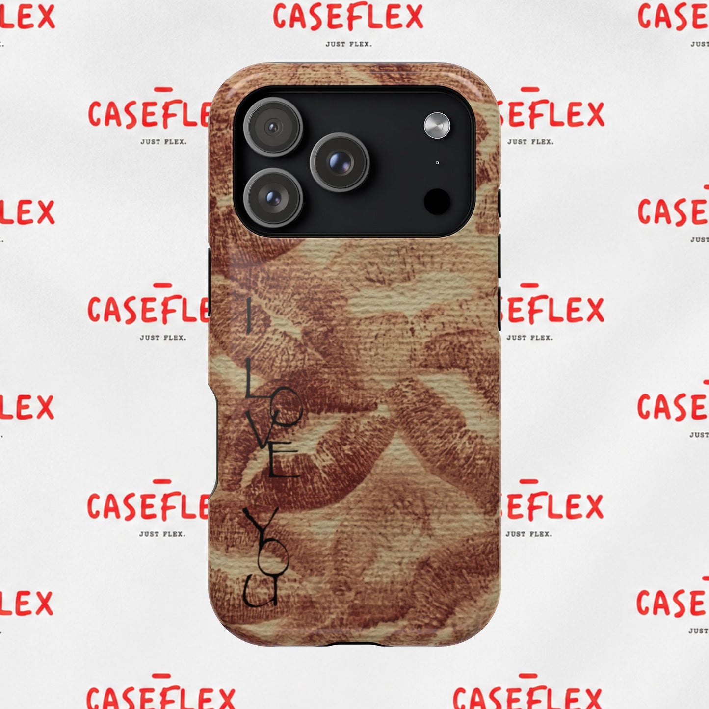 Kiss Print Impact-Resistant Phone Case — 'Love You' Vintage Lip Pattern