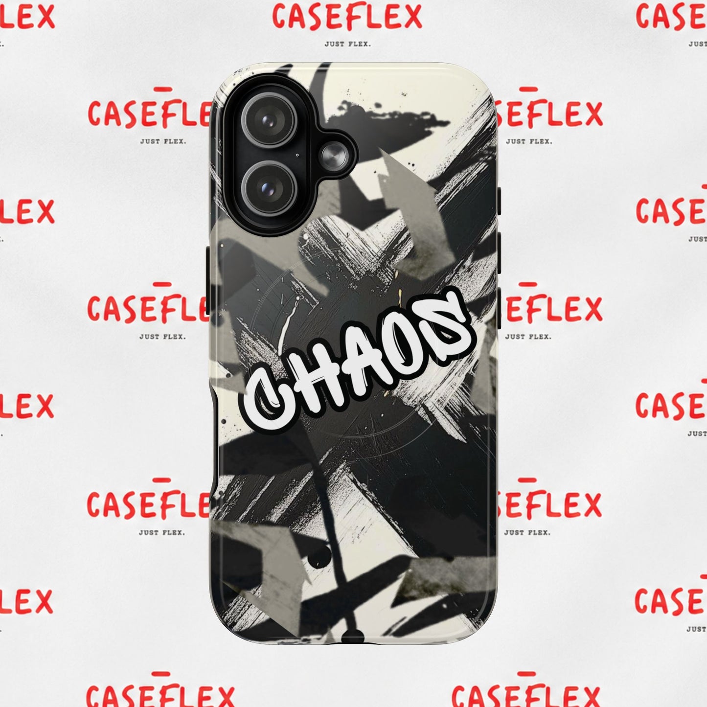 Black & White 'CHAOS' Graphic Tough Magnetic Case