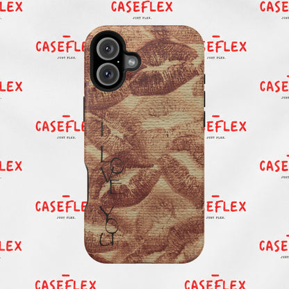 Kiss Print Impact-Resistant Phone Case — 'Love You' Vintage Lip Pattern