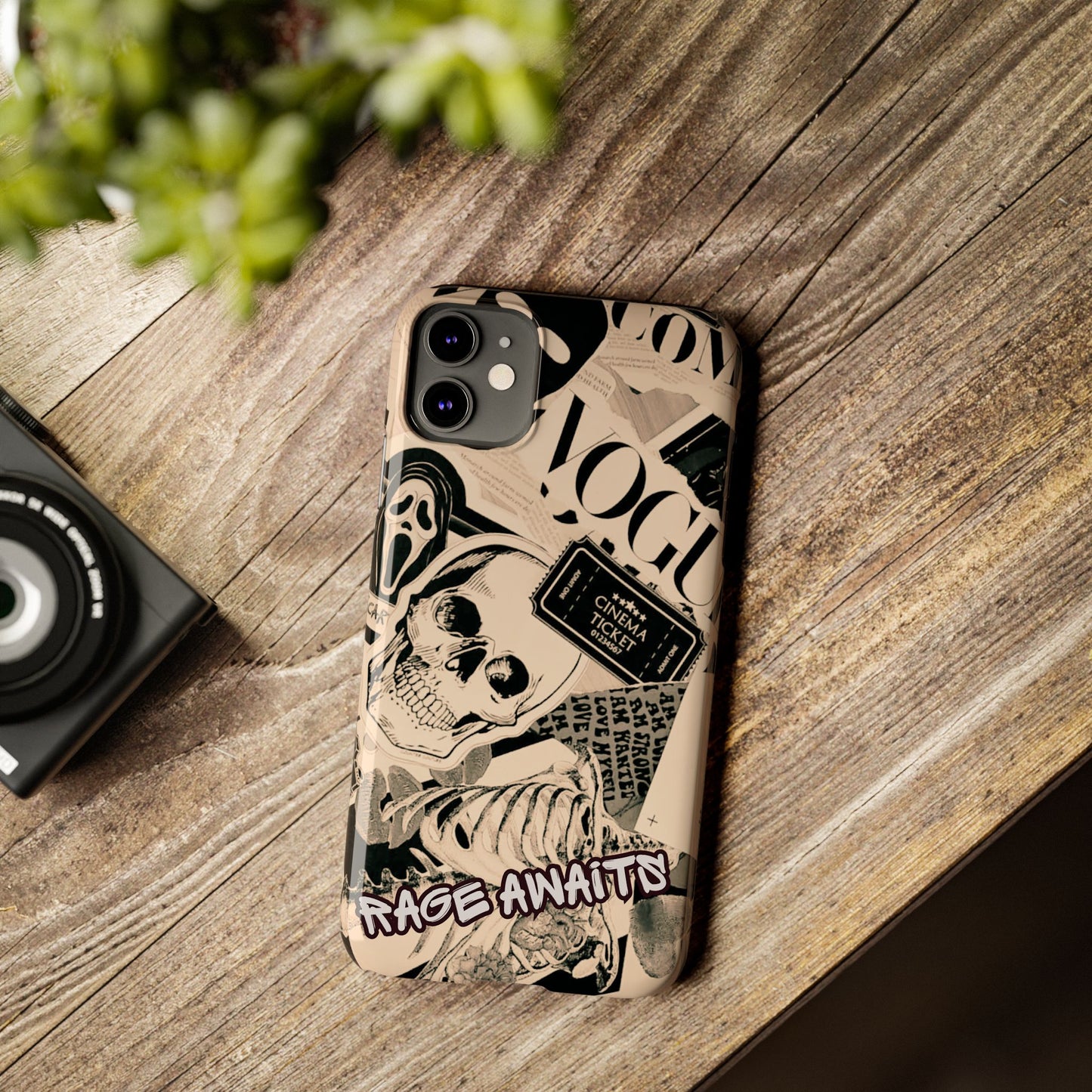 Rage Awaits Skull Collage Slim Phone Case — Magnetic Impact Protection