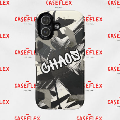 Black & White 'CHAOS' Graphic Tough Magnetic Case
