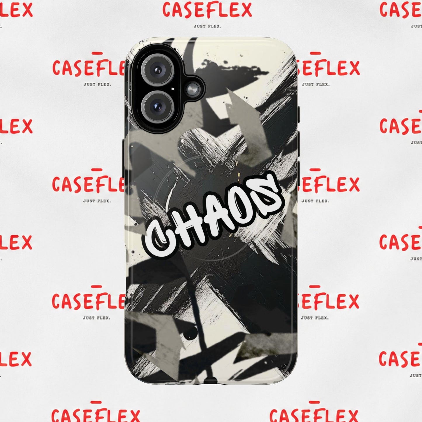 Black & White 'CHAOS' Graphic Tough Magnetic Case